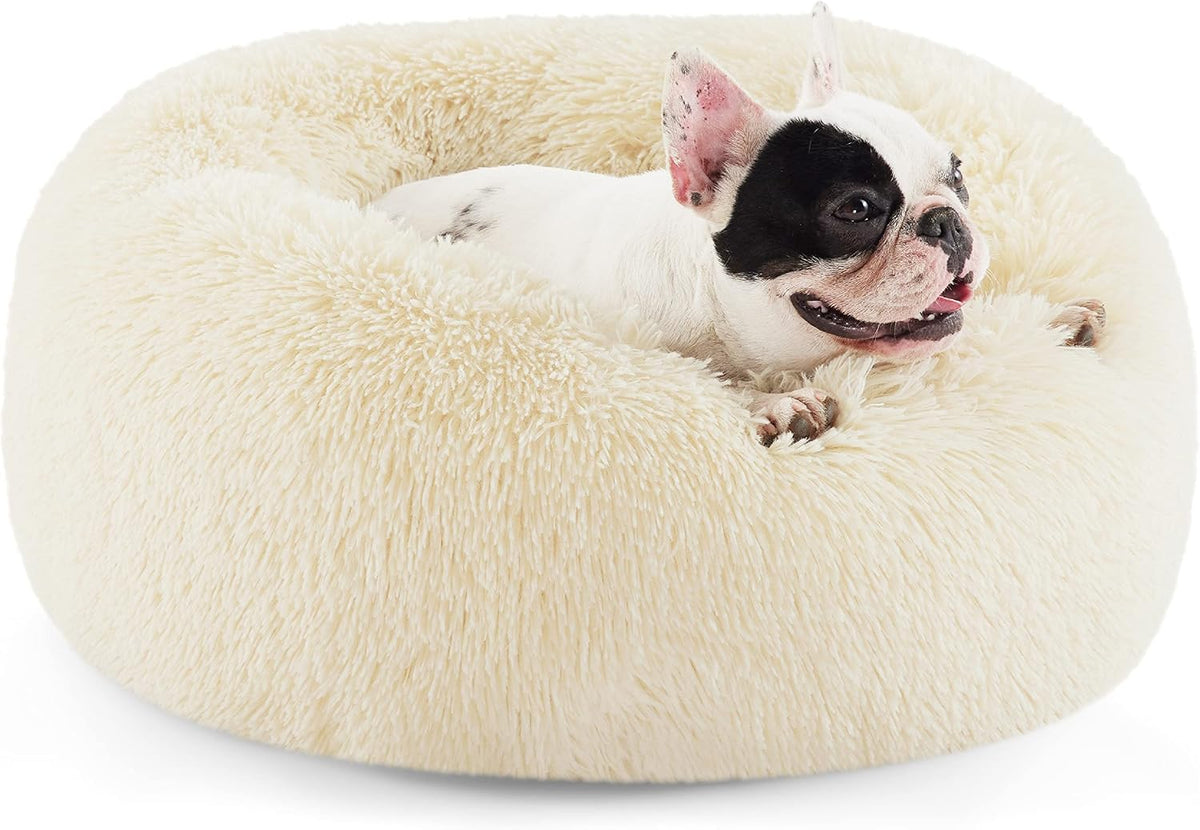 Bedsure Calming Dog Bed Medium Size Dog Donut Washable Pet Bed,30ins Camel