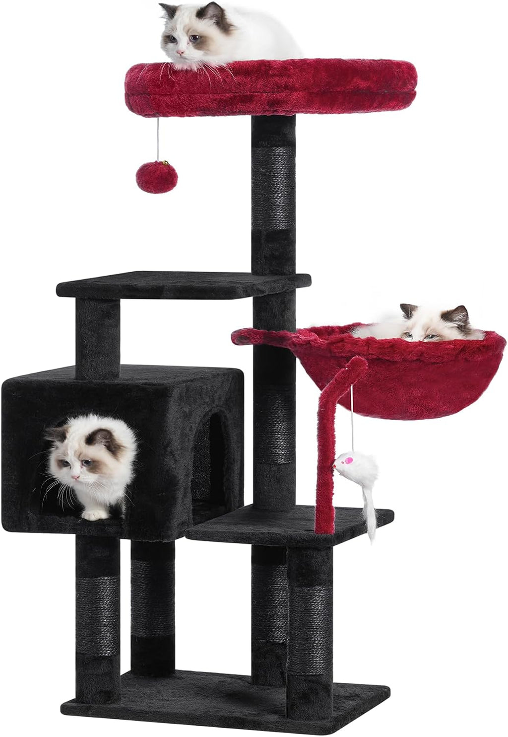 Heybly Cat Tree with Toy, 43.3 inch Cat Tower for Indoor Cats HCT004SG