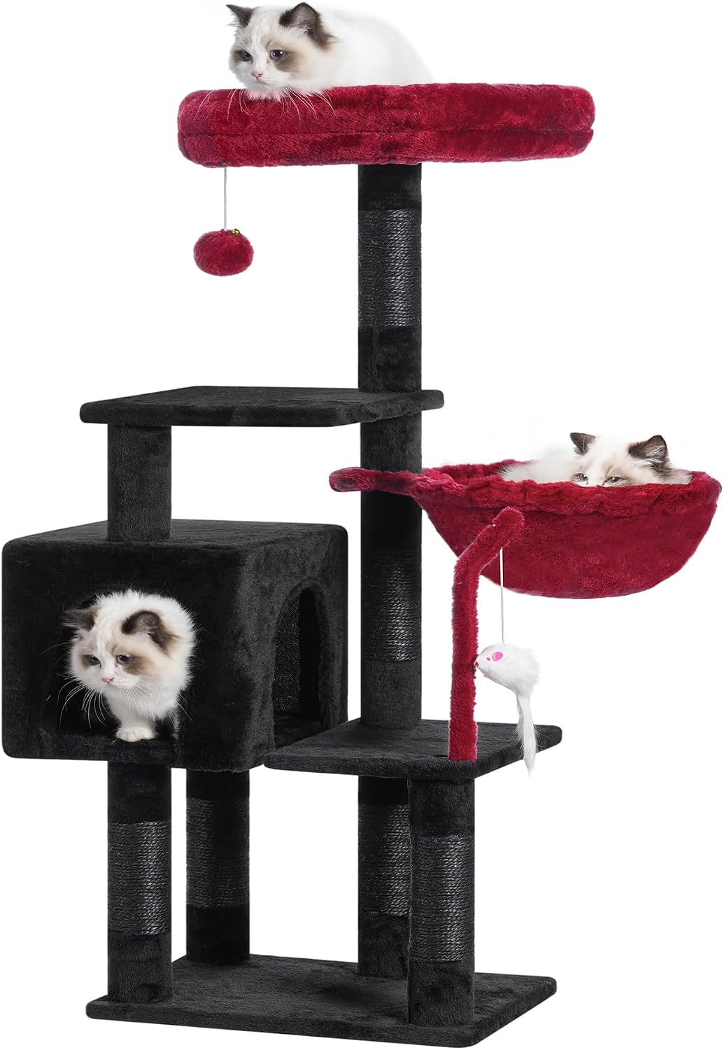 Heybly Cat Tree with Toy, 43.3 inch Cat Tower for Indoor Cats HCT004SG
