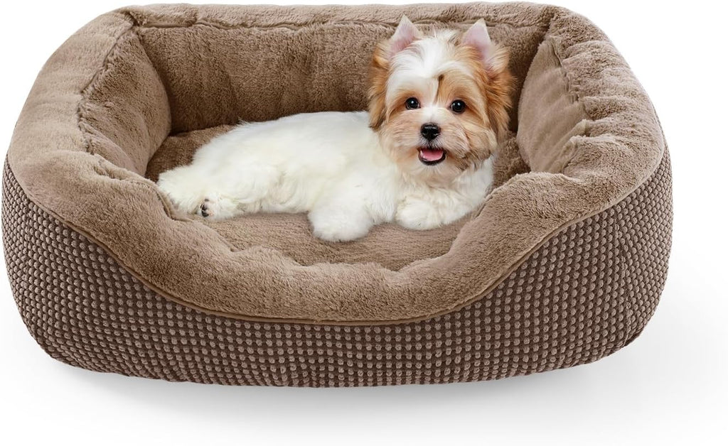 Small Dog Bed for Small Dogs, Cat Beds for Indoor Cats Washable, Orthopedic Dog Bed, Warming Soft Calming Sleeping Puppy Bed Durable Pet Bed with Anti-Slip Bottom S(20"x19"x6")