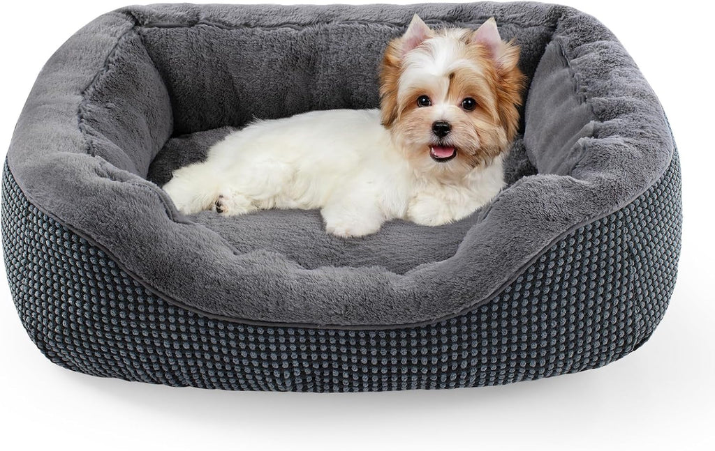 Small Dog Bed for Small Dogs, Cat Beds for Indoor Cats Washable, Orthopedic Dog Bed, Warming Soft Calming Sleeping Puppy Bed Durable Pet Bed with Anti-Slip Bottom S(20"x19"x6")