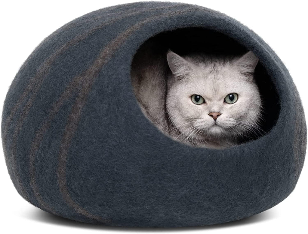 Cat Cave - Merino Wool Bed for Indoor Cats (Light Gray, Medium)