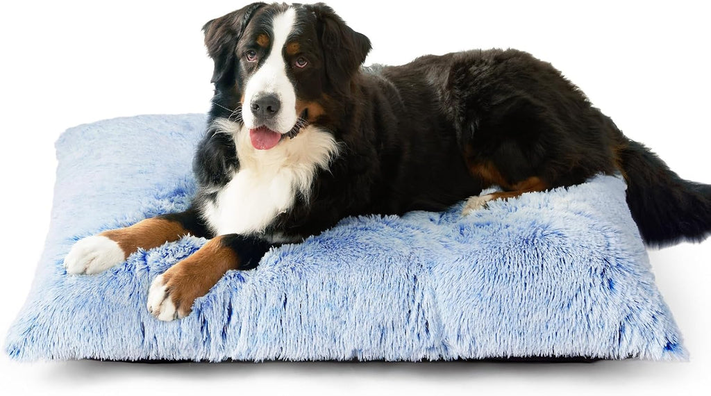 EHEYCIGA Fluffy Dog Crate Bed, Plush Extra Large Dog Pillow, Grey