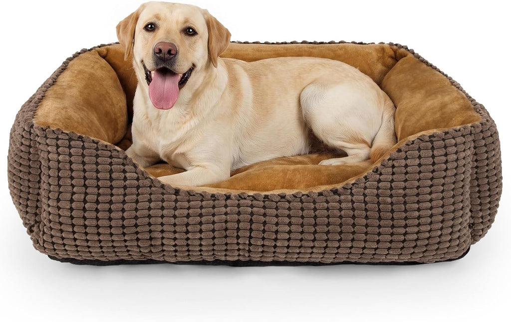 MIXJOY Dog Bed for Large Medium Small Dogs, Rectangle Washable Sleeping Puppy Bed, Soft Calming Cat Beds for Indoor Cats, Orthopedic Pet Sofa Bed, Anti-Slip Bottom with Multiple Size (25'', Grey)