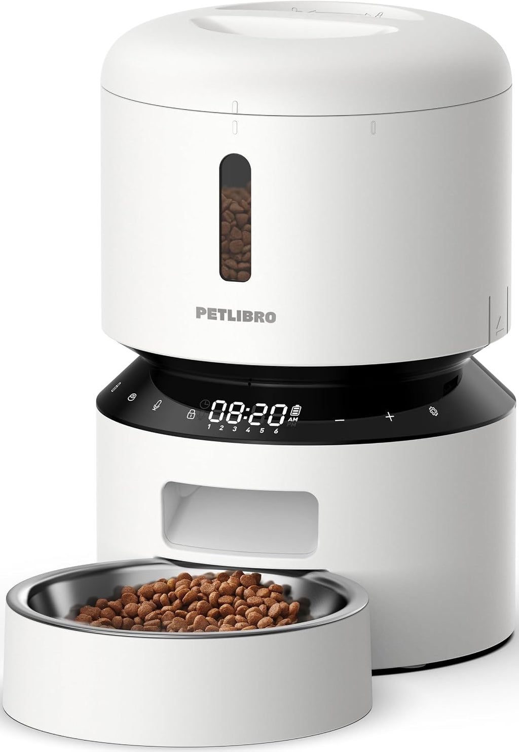 PETLIBRO Automatic Cat Feeder,Programmable Pet Food DISP. w/Freshness Prev.,Timed Portion Control,Voice Meal Call,Dual Power Supply,Feeding for Cats/Small Dogs White,3l-Basic No Cam&app (Pack of 6)