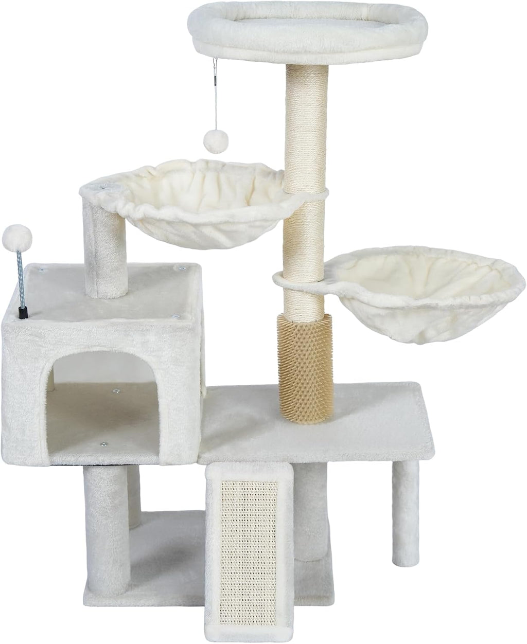 Three Layer Cat Tree with Cat Condo and Two Hammocks,Grey