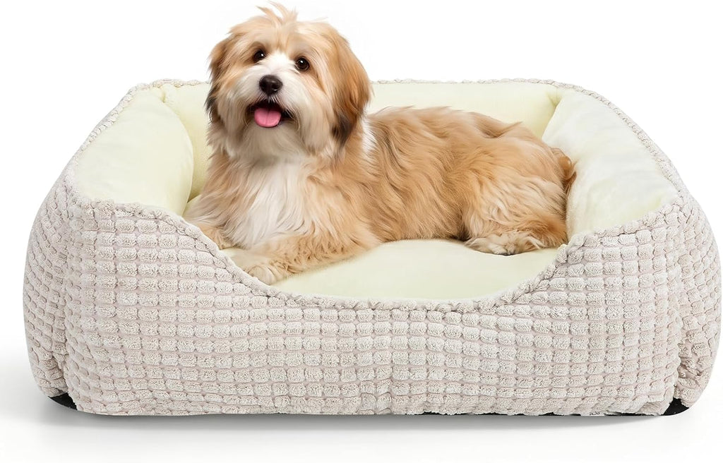MIXJOY Dog Bed for Large Medium Small Dogs, Rectangle Washable Sleeping Puppy Bed, Soft Calming Cat Beds for Indoor Cats, Orthopedic Pet Sofa Bed, Anti-Slip Bottom with Multiple Size (25'', Grey)