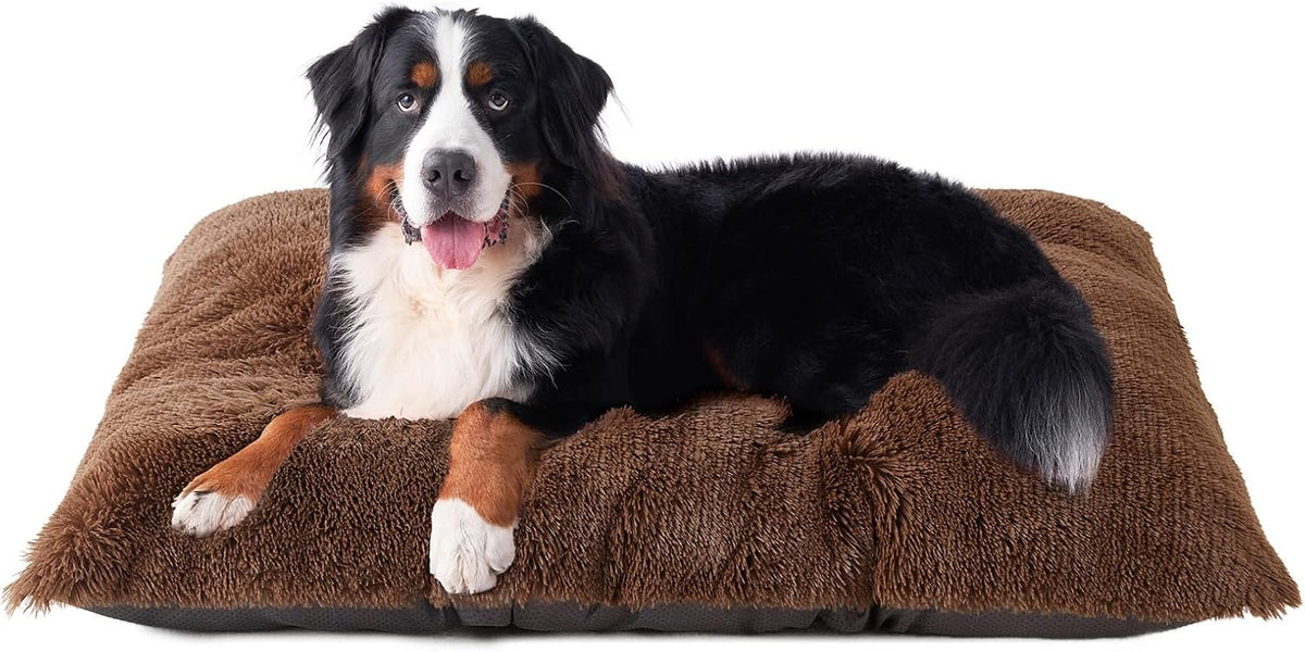 EHEYCIGA Fluffy Dog Crate Bed, Plush Extra Large Dog Pillow, Grey