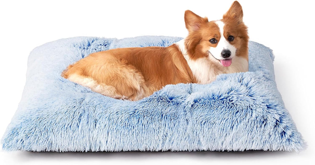 EHEYCIGA Fluffy Dog Crate Bed, Plush Extra Large Dog Pillow, Grey
