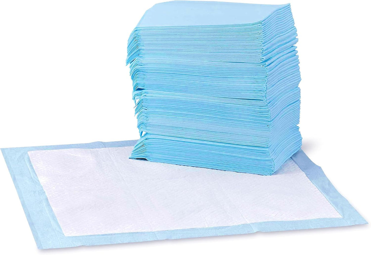 Basics Leak-Proof Dog and Puppy Potty Training Pee Pads with Quick-Dry 5-Layer Design, X-Large Size 28 x 34 Inch, Blue & White, 40-Pack