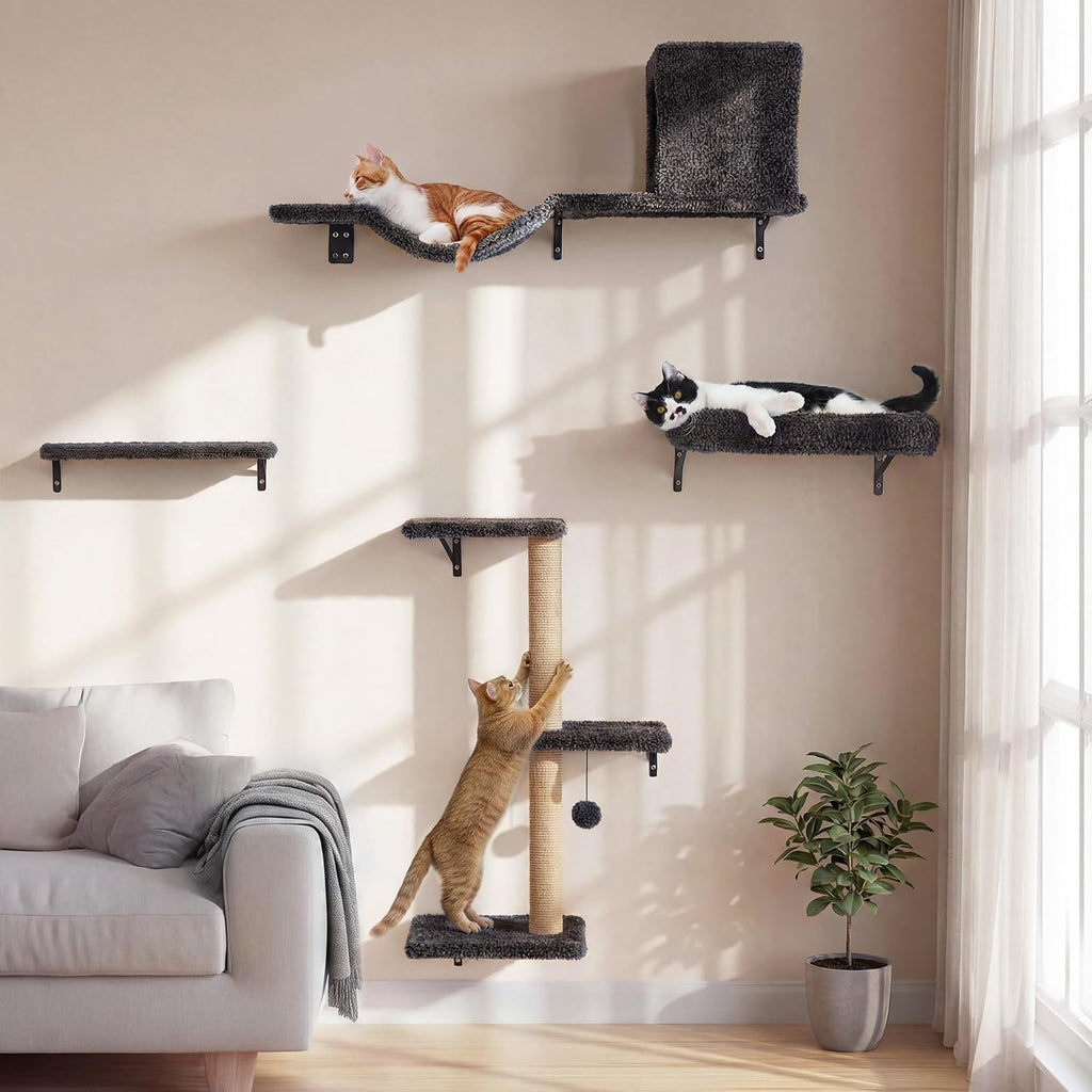 FUKUMARU Cat Wall Shelves, 4 in 1 Set, Beige