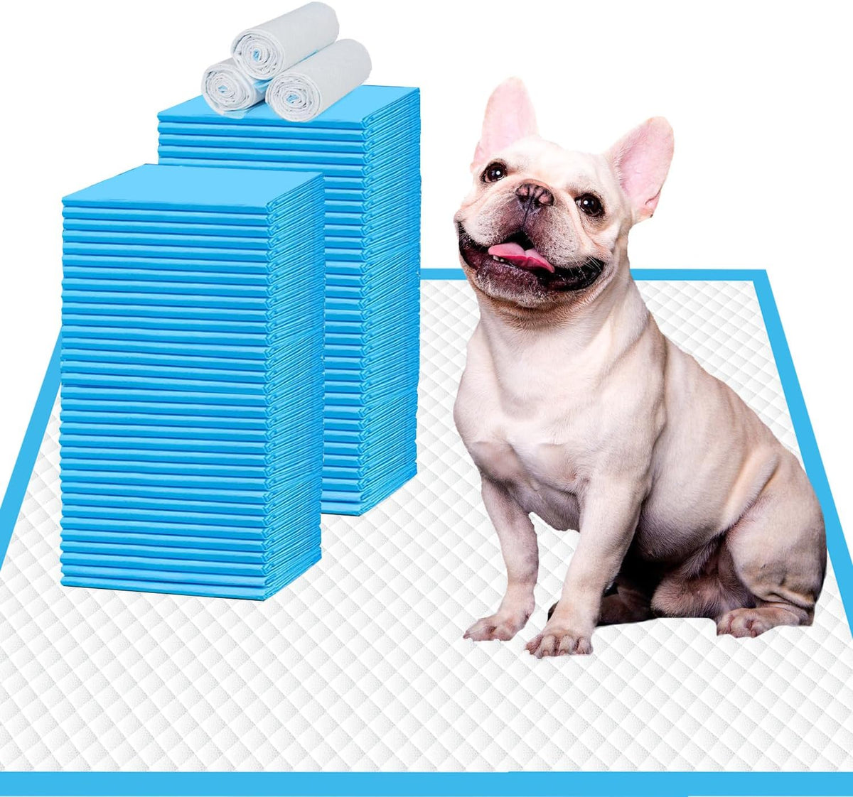 Puppy Pads 22"x23" 100 Count | 6-Layer Leak-Proof & Super Absorbent Dog Training Pads | Disposable Potty Pads for Puppies, Dogs, Cats & Rabbits | Blue & White