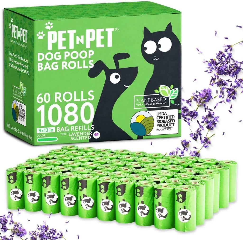 Pet N Pet Poop Bags for Dogs, 1080 Count, Plant Based, Unscented, Green