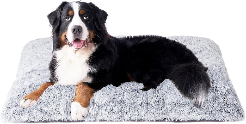 EHEYCIGA Fluffy Dog Crate Bed, Plush Extra Large Dog Pillow, Grey