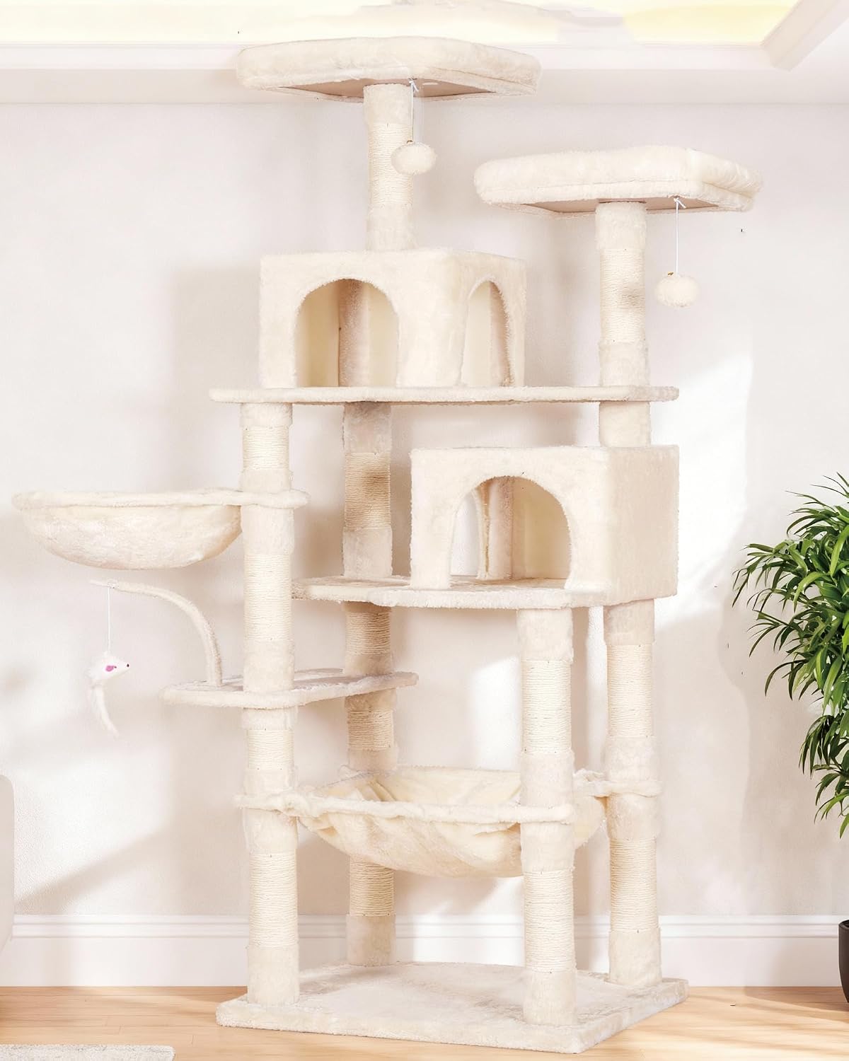 Heybly Cat Tree with Toy, 43.3 inch Cat Tower for Indoor Cats HCT004SG