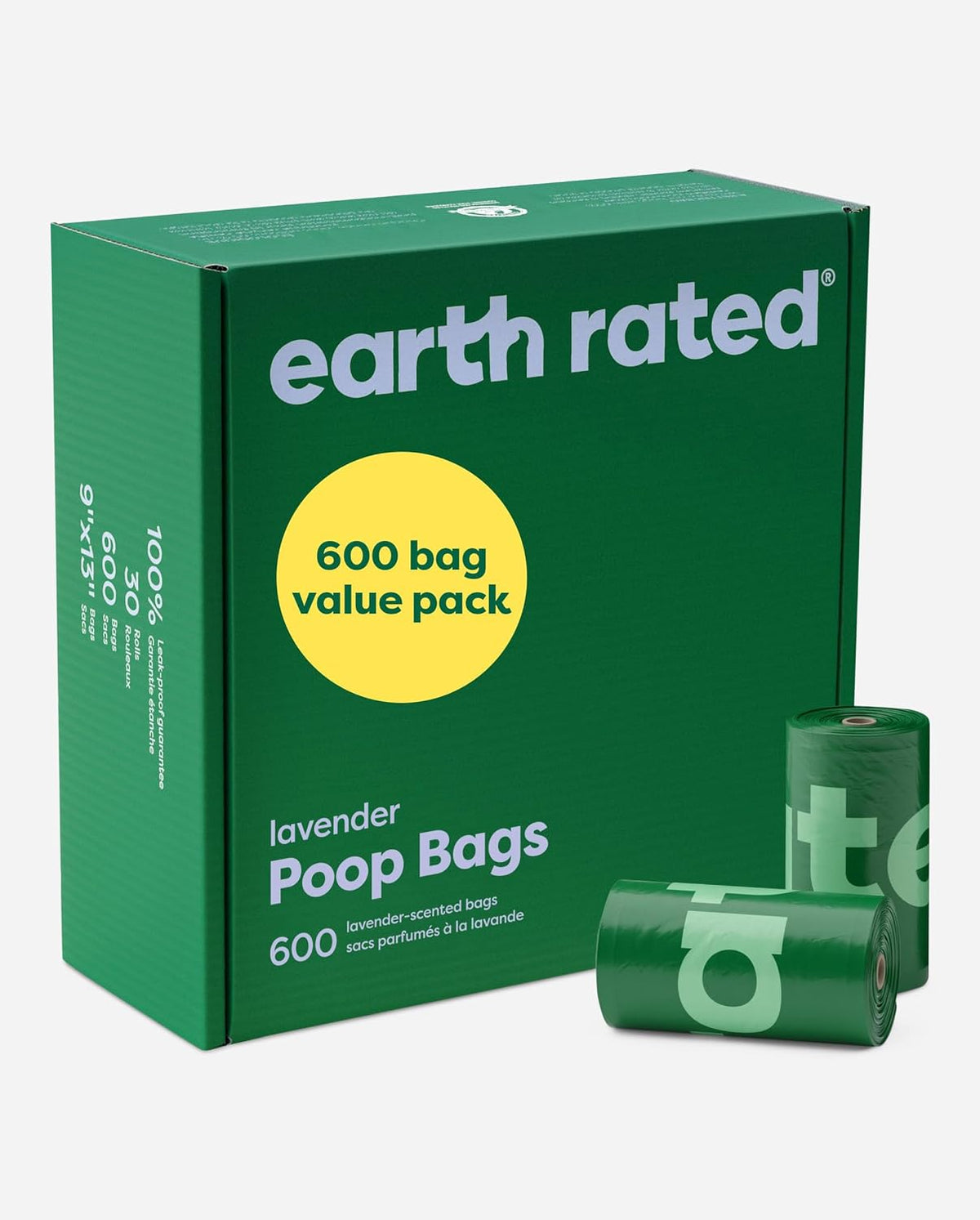 Earth Rated Dog Poop Bags on Refill Rolls, 600 Bags, Unscented