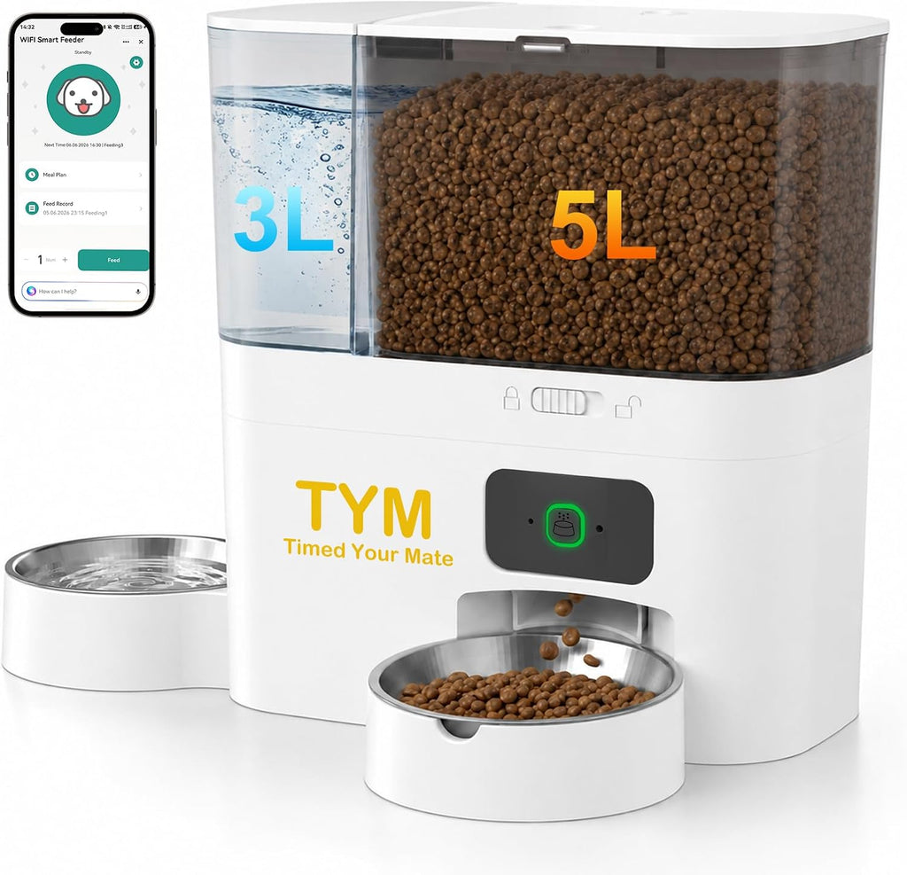 Automatic Cat Feeder with Camera and Water Dispenser, 5G WiFi App Control