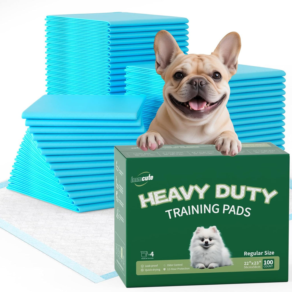 Puppy Pads 22"x23" 100 Count | 6-Layer Leak-Proof & Super Absorbent Dog Training Pads | Disposable Potty Pads for Puppies, Dogs, Cats & Rabbits | Blue & White