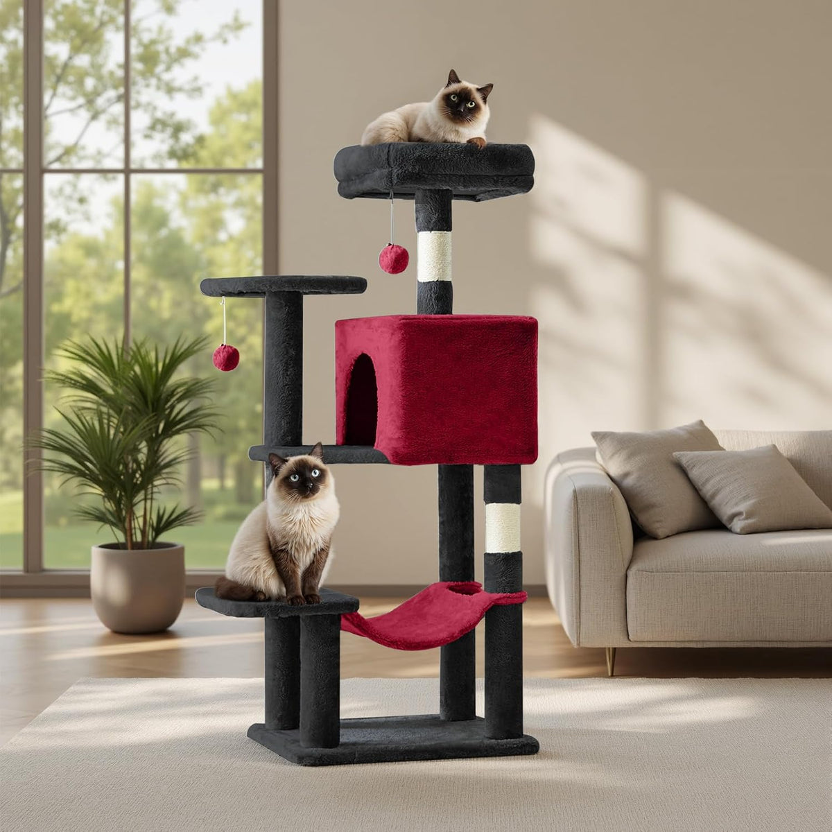 Sweetcrispy 44 Inch Cat Tree Tower for Indoor Cats and Kittens