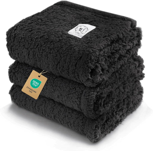 1 Pack 3 Calming Blankets Fluffy Premium Fleece Pet Blanket Soft Sherpa Throw for Dog Puppy Cat Beige Medium (30" x20'')