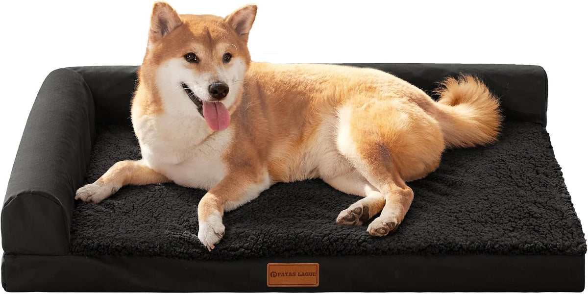 Patas Lague Orthopedic Large Dog Bed Washable Pet Sofa Bed 36''X24'' Black