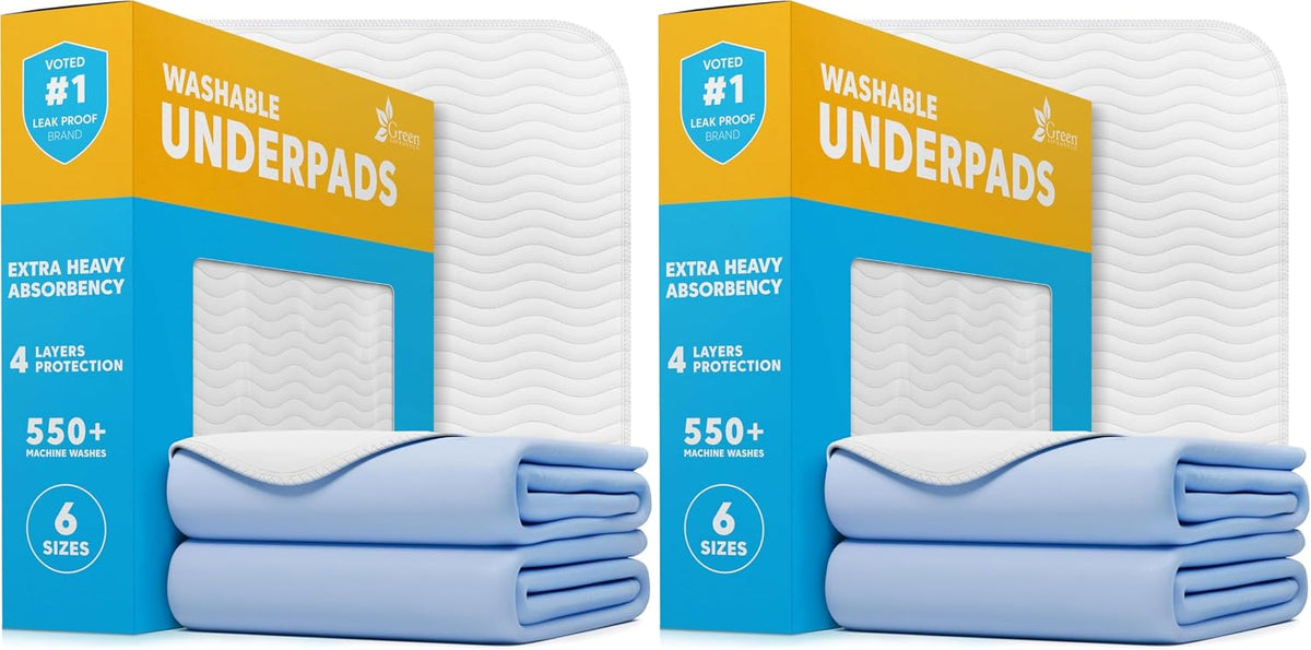 Washable Underpads - Large Pads for use as Incontinence Bed Pads, Reusable Pet Pads, Great for Dogs, Cats, Bunny, Seniors Bed Pad (Pack of 2 - 41x41)