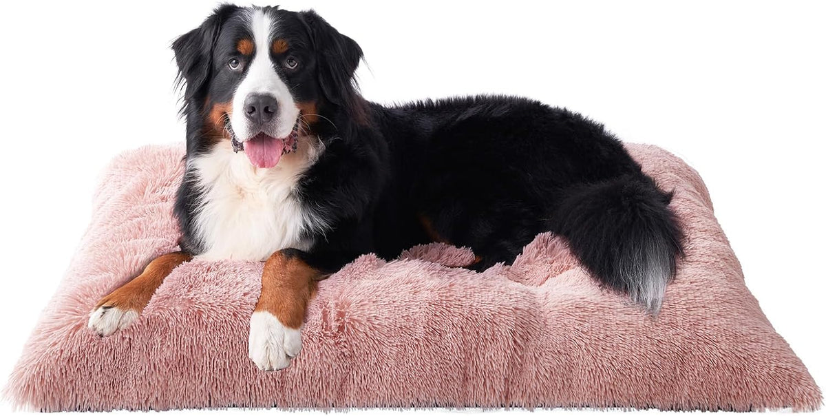 EHEYCIGA Fluffy Dog Crate Bed, Plush Extra Large Dog Pillow, Grey