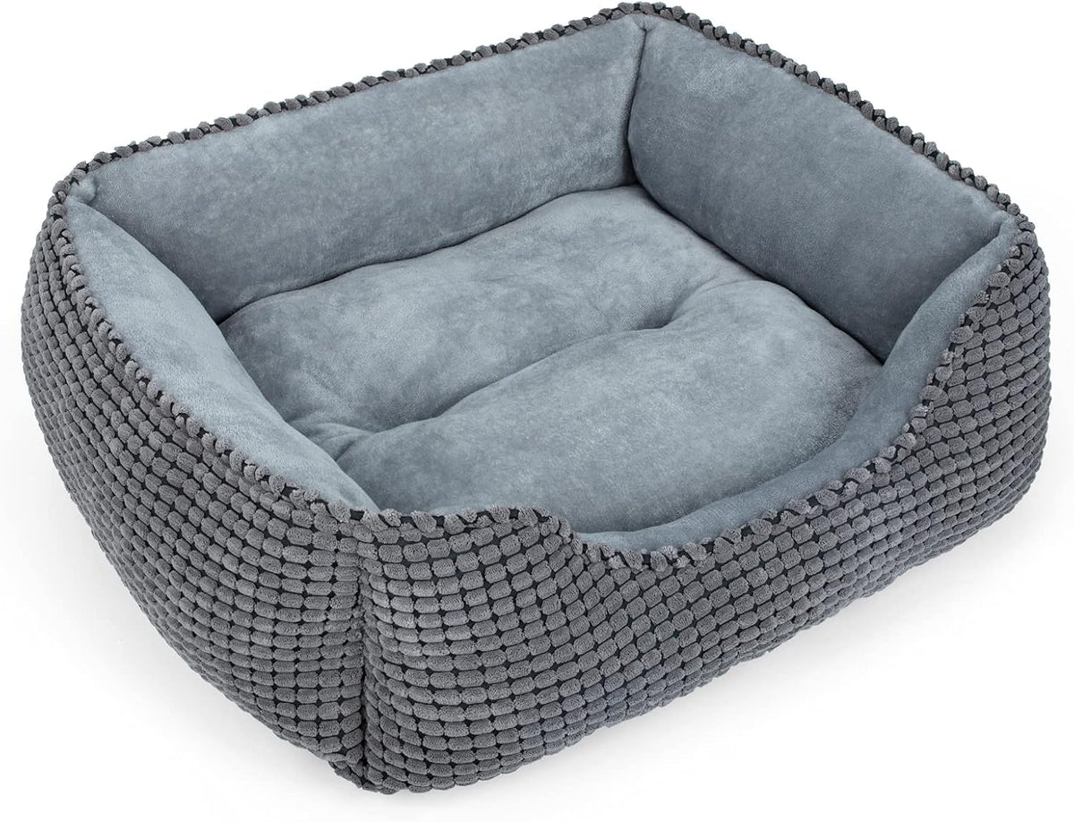 MIXJOY Dog Bed for Large Medium Small Dogs, Rectangle Washable Sleeping Puppy Bed, Soft Calming Cat Beds for Indoor Cats, Orthopedic Pet Sofa Bed, Anti-Slip Bottom with Multiple Size (25'', Grey)