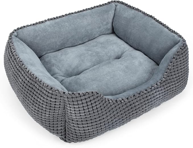 MIXJOY Dog Bed for Large Medium Small Dogs, Rectangle Washable Sleeping Puppy Bed, Soft Calming Cat Beds for Indoor Cats, Orthopedic Pet Sofa Bed, Anti-Slip Bottom with Multiple Size (25'', Grey)