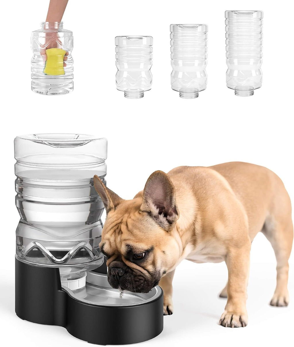 Heouvo 2.5 Gal Gravity Dog Water Dispenser with Wide-Mouth Tank(9.5L-Black)