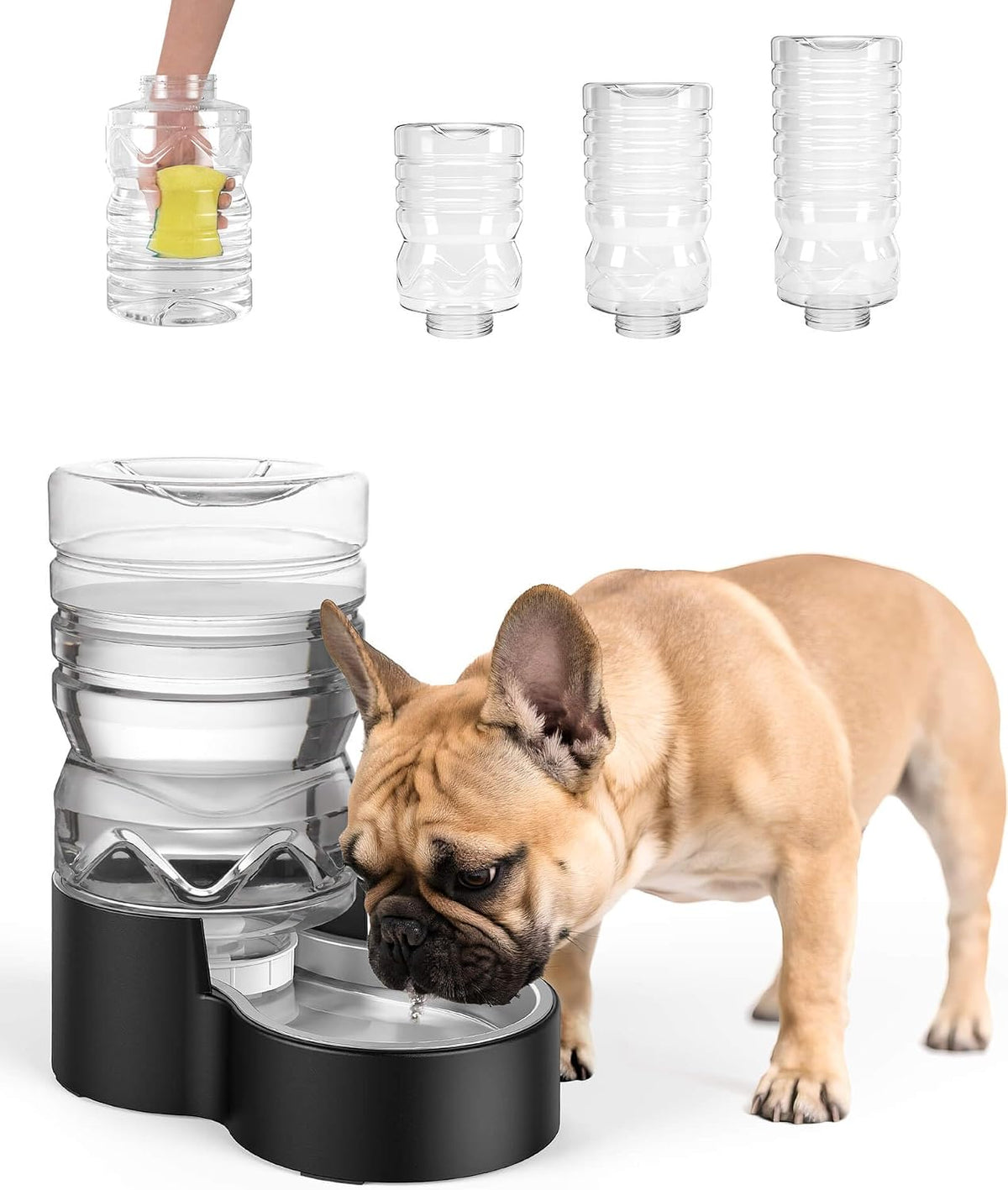 Heouvo 2.5 Gal Gravity Dog Water Dispenser with Wide-Mouth Tank(9.5L-Black)