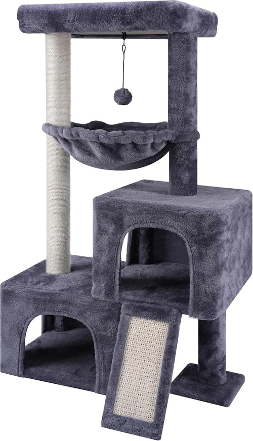 AIWIKIDE 37.4" Cactus Cat Tree Tower with Twin Cat Condos for Indoor Cats, All-in-One Activity Center with Cat Scratching Post Cozy Sleeping Perch Hammock and Toy Balls,Green