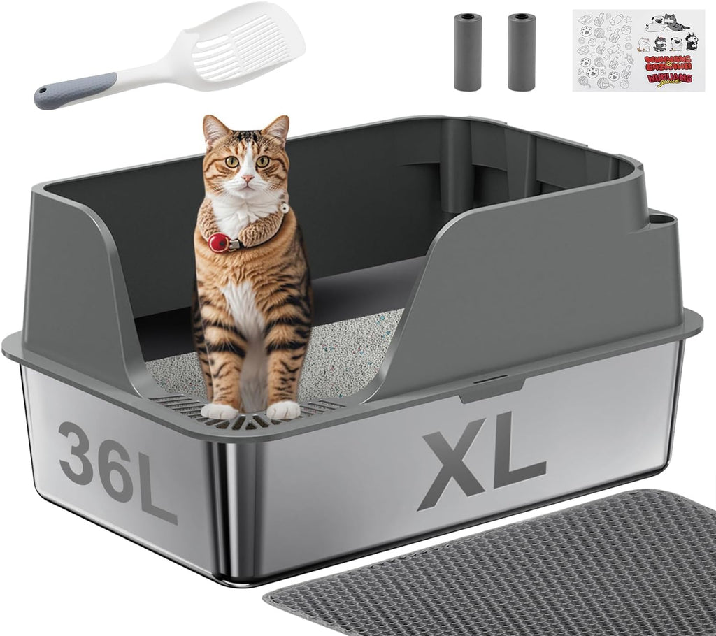 Open-Top Automatic Litter Box, Odor Control, Ready to Use, Self Cleaning