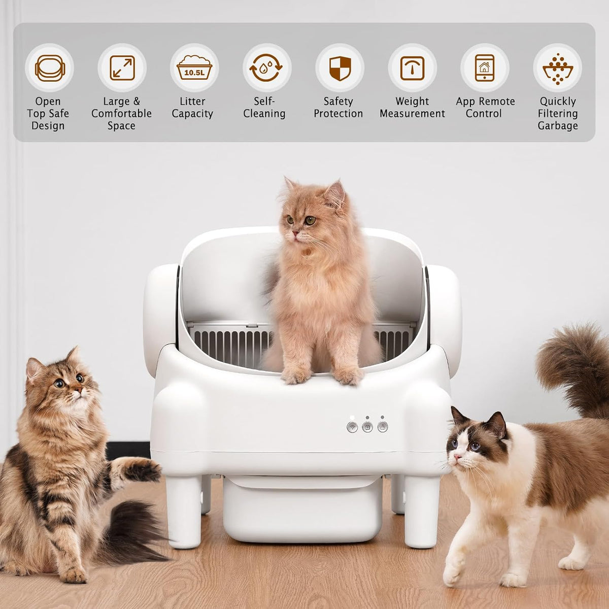Paruuntys Automatic Litter Box,Safety Sensor,App Control,Open-top Design