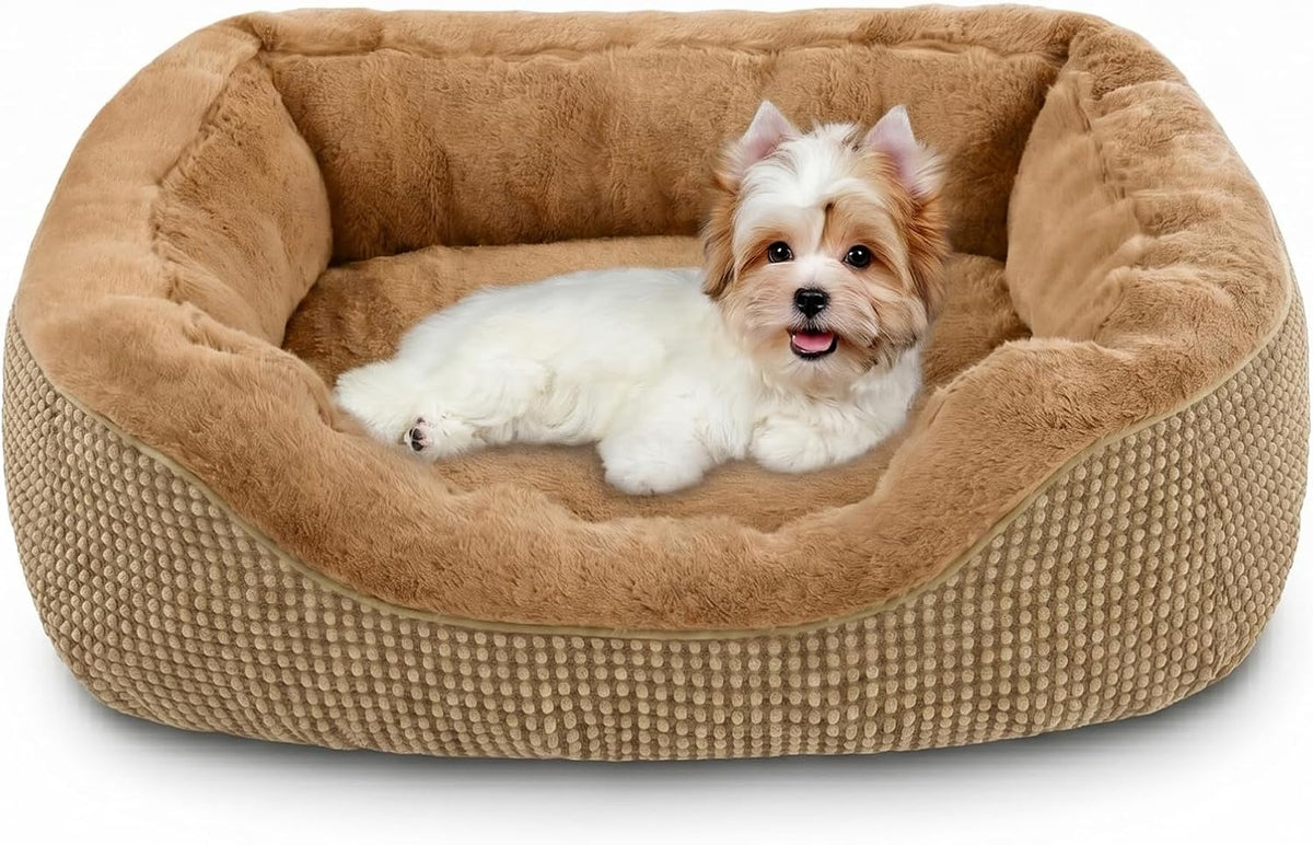 Small Dog Bed for Small Dogs, Cat Beds for Indoor Cats Washable, Orthopedic Dog Bed, Warming Soft Calming Sleeping Puppy Bed Durable Pet Bed with Anti-Slip Bottom S(20"x19"x6")