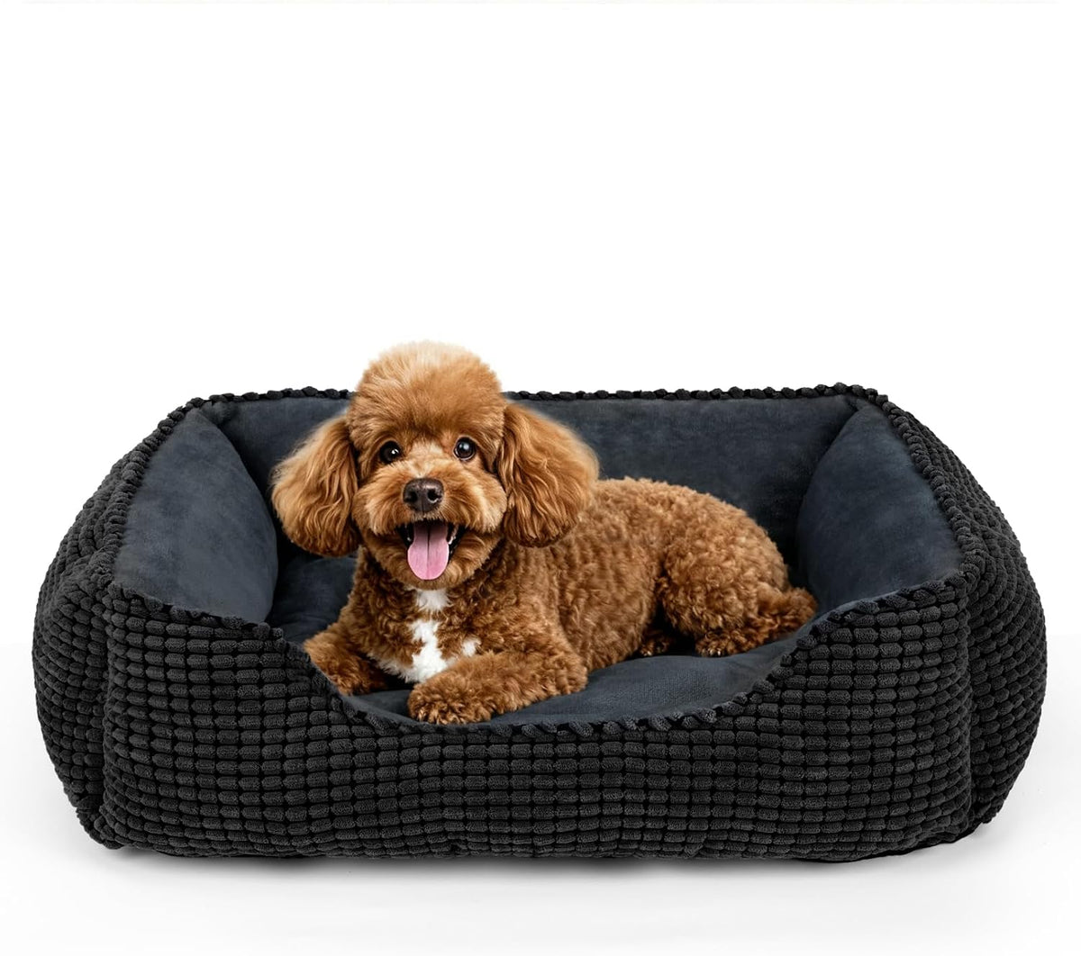 MIXJOY Dog Bed for Large Medium Small Dogs, Rectangle Washable Sleeping Puppy Bed, Soft Calming Cat Beds for Indoor Cats, Orthopedic Pet Sofa Bed, Anti-Slip Bottom with Multiple Size (25'', Grey)