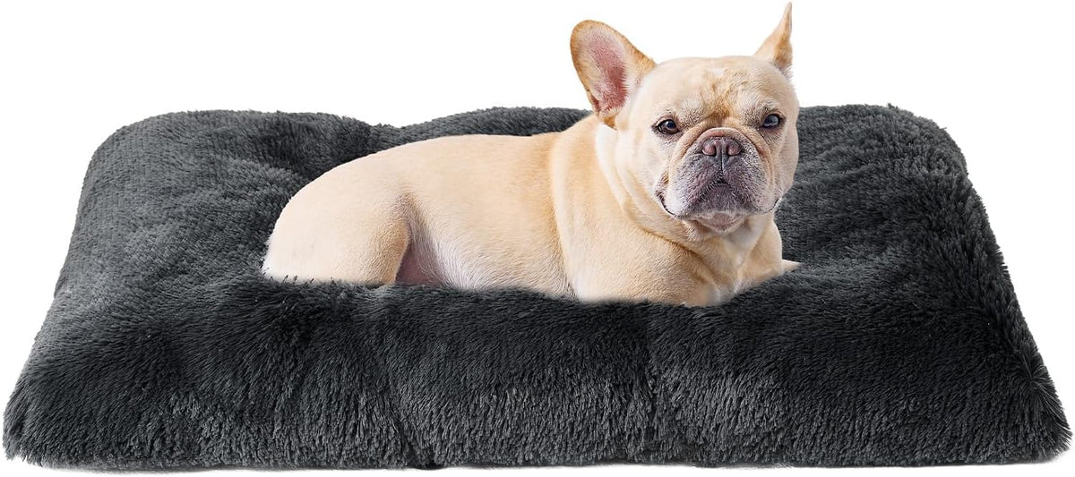 EHEYCIGA Fluffy Dog Crate Bed, Plush Extra Large Dog Pillow, Grey