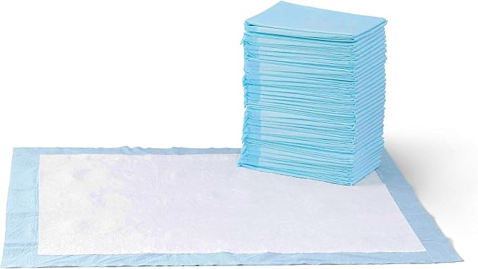 Basics Leak-Proof Dog and Puppy Potty Training Pee Pads with Quick-Dry 5-Layer Design, X-Large Size 28 x 34 Inch, Blue & White, 40-Pack