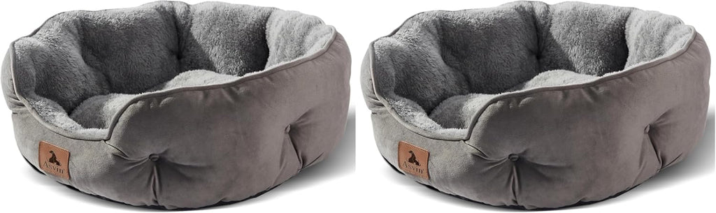 Medium Dog Bed for Medium Dogs, Cat Beds for Indoor Cats, Pet Bed for Puppy and Kitty, Extra Soft & Machine Washable with Anti-Slip & Water-Resistant Oxford Bottom, Grey, 25 inches