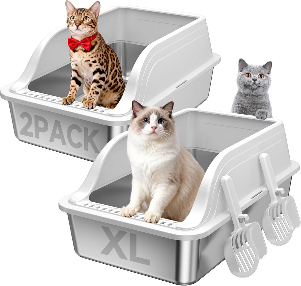 Self Cleaning Open Top Automatic Multiple Cat Litter Box, White