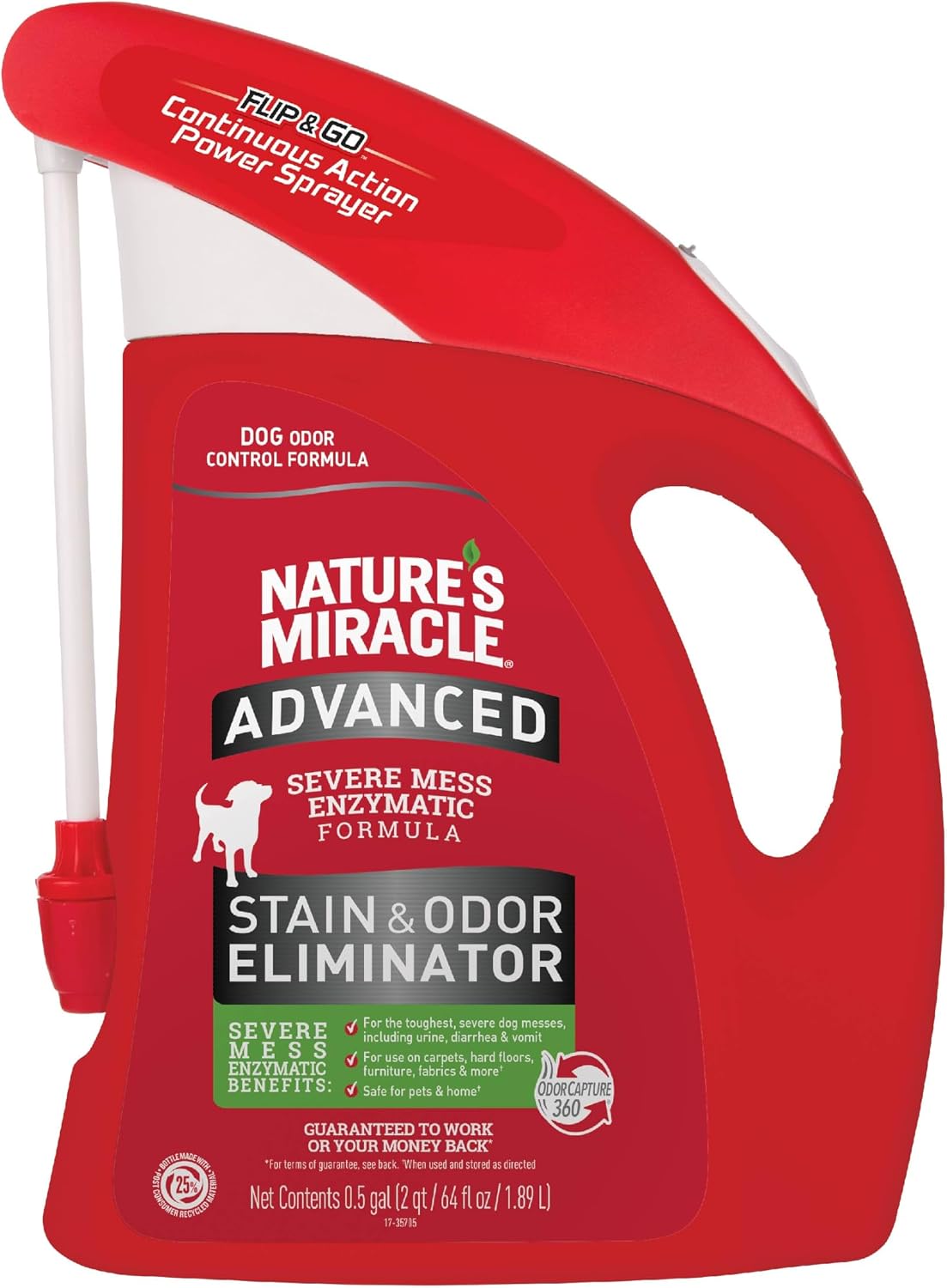 Nature’s Miracle Advanced Dog Stain & Odor Eliminator, Severe Mess, 1 gal