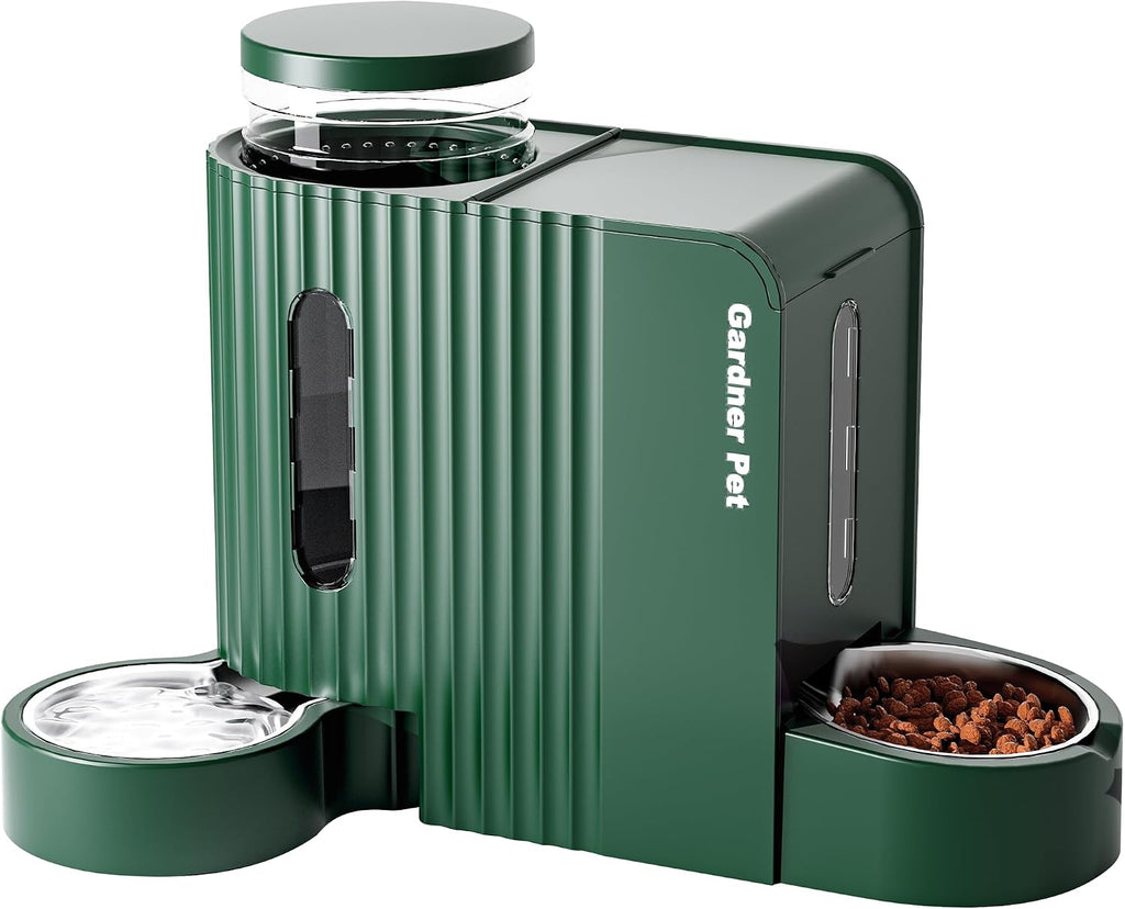 Gravity Automatic Cat Feeder, Water & Food Dispenser Set, Stainless Bowls