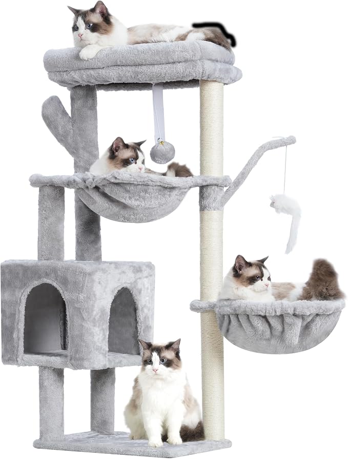 Heybly Cat Tree, 40" Tower with All-Sisal Wrapped Scratching Post HCT006SW