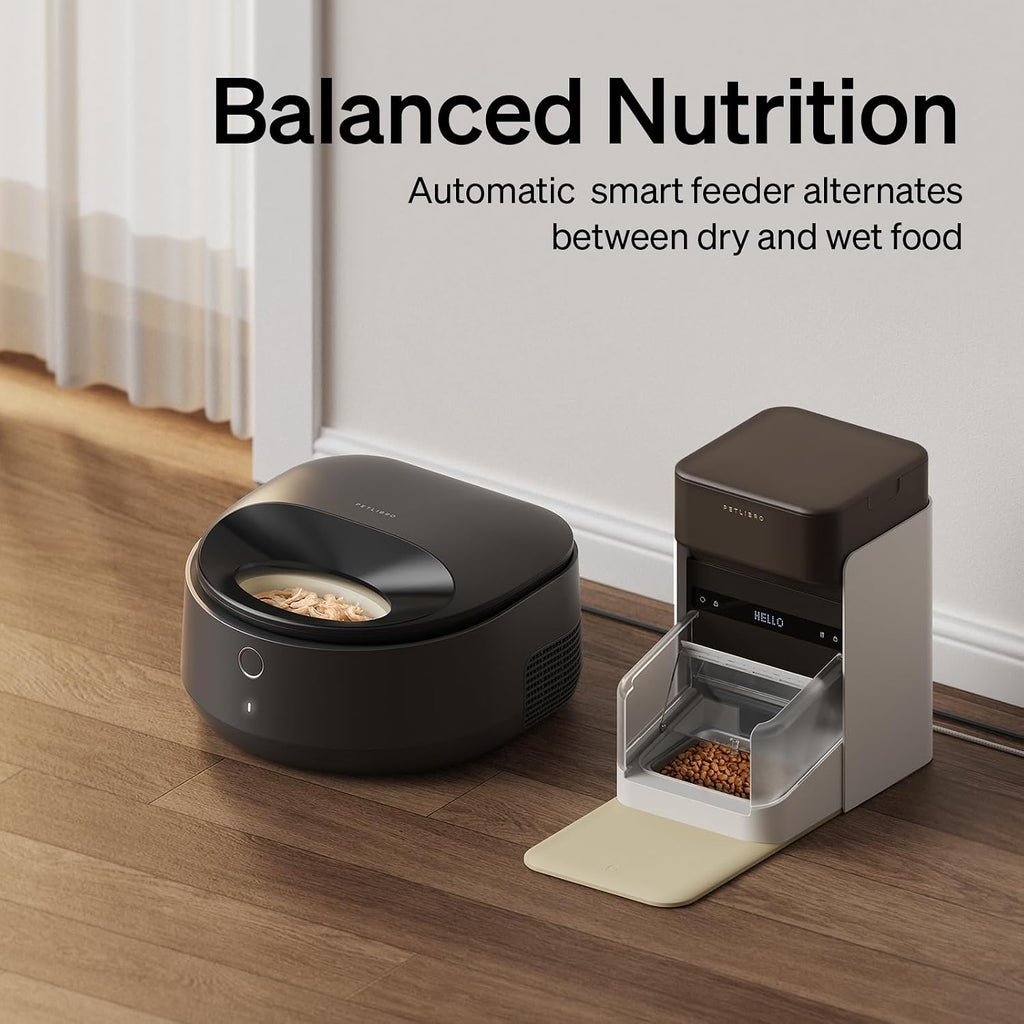 Bundle of PETLIBRO Upgraded RFID Automatic Cat Feeder, 5G Wi-Fi Automatic Pet Feeder, 3L Auto Cat Feeder App Control for Dry Food+ PETLIBRO Wi-Fi Automatic Wet Food Feeder, Refrigerated Pet Feeder