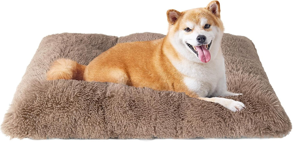 EHEYCIGA Fluffy Dog Crate Bed, Plush Extra Large Dog Pillow, Grey