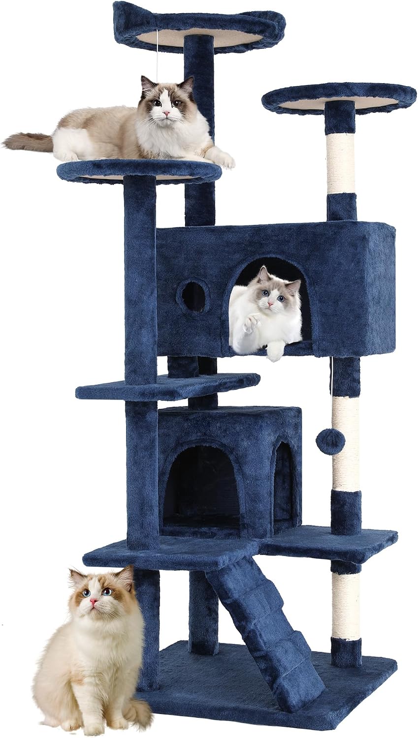 FDW | 54" Cat Tree Tower | Dark Gray | Multi-Level Indoor Activity Center
