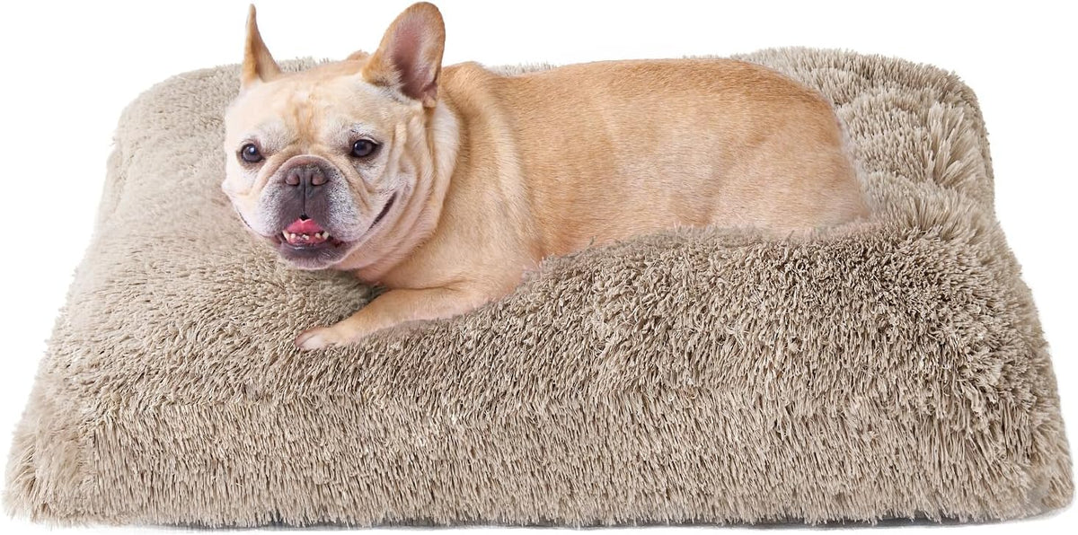 EHEYCIGA Fluffy Dog Crate Bed, Plush Extra Large Dog Pillow, Grey