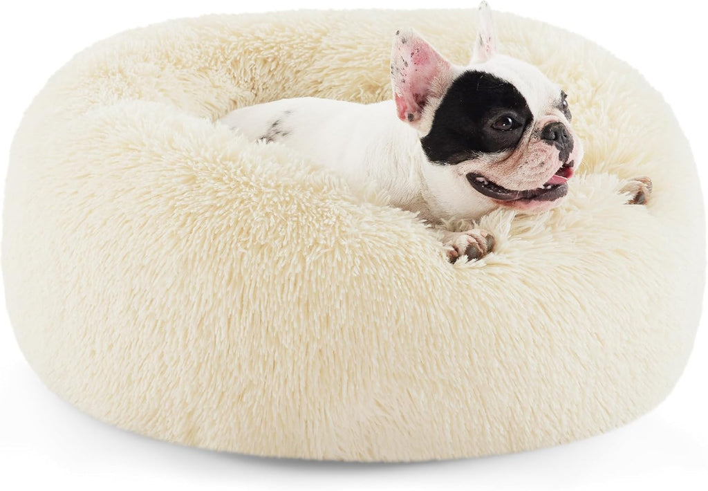 Bedsure Calming Dog Bed Medium Size Dog Donut Washable Pet Bed,30ins Camel