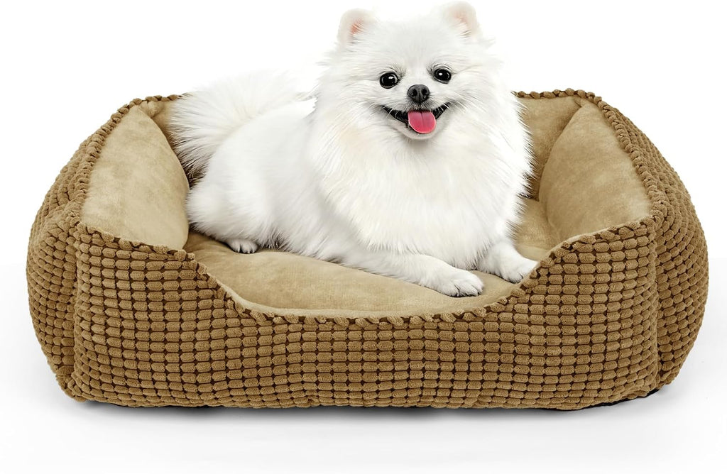 MIXJOY Dog Bed for Large Medium Small Dogs, Rectangle Washable Sleeping Puppy Bed, Soft Calming Cat Beds for Indoor Cats, Orthopedic Pet Sofa Bed, Anti-Slip Bottom with Multiple Size (25'', Grey)