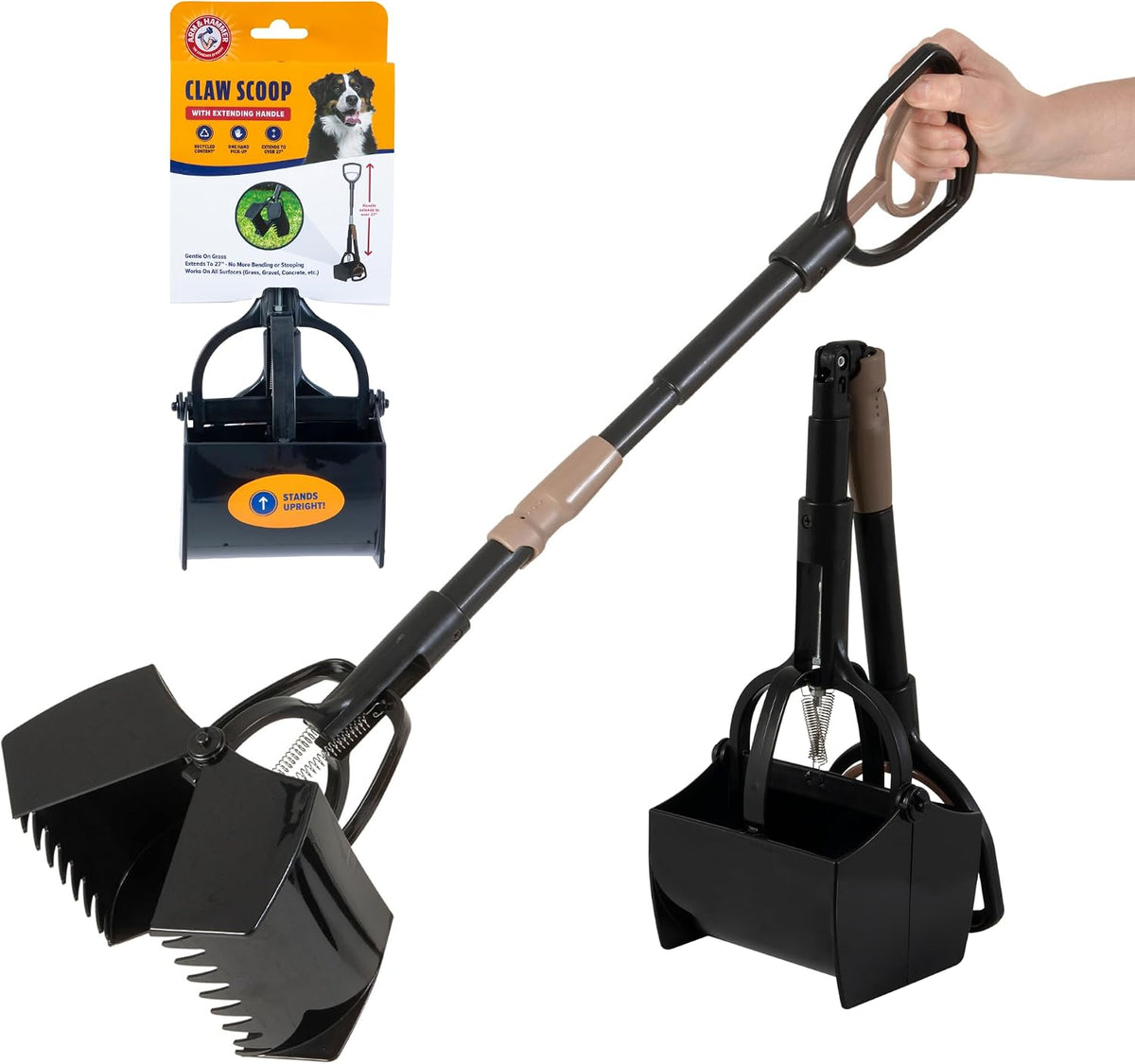 Arm & Hammer Swivel Bin & Rake Dog Pooper Scooper, Includes 2 Waste Bags